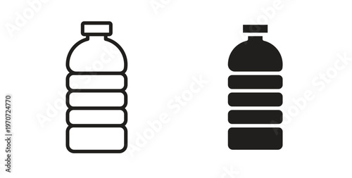 Bottle icon design line and solid vector pack on white background