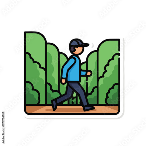 A man walking with trekking poles