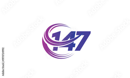 147 Number Logo Design with Purple Gradient Swirl Circle