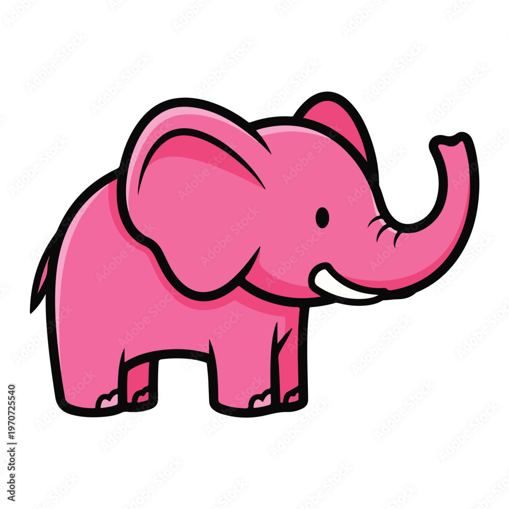 Obraz premium A pink cartoon elephant with a black outline