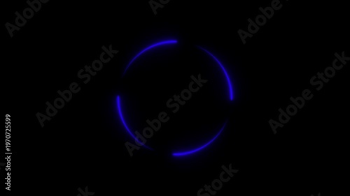 Glowing Blue Circle Neon Light Animation on Black Background Technology Concept futuristic