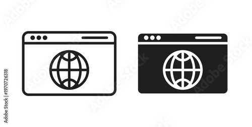 Browser icon design line and solid vector pack on white background