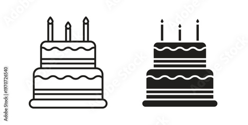 Cake icon design line and solid vector pack on white background