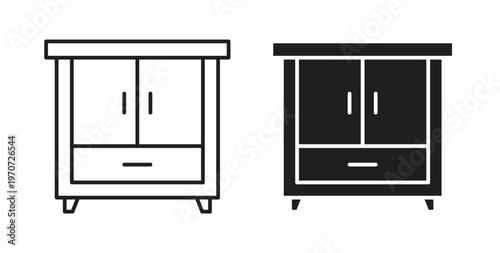 Cabinet icon design line and solid vector pack on white background