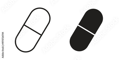 Capsule icon design line and solid vector pack on white background