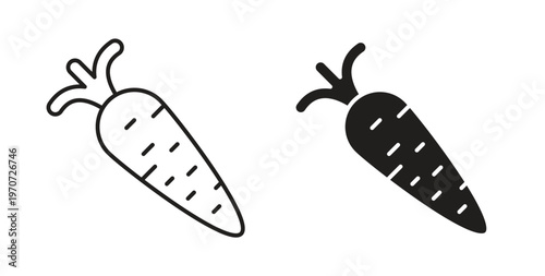 Carrot icon design line and solid vector pack on white background
