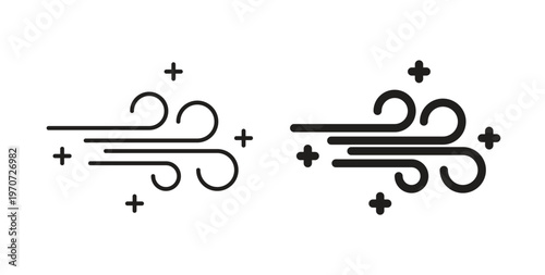 Clean Air icon design line and solid vector pack on white background