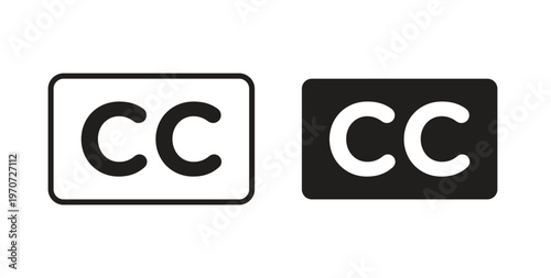 Closed caption icon design line and solid vector pack on white background