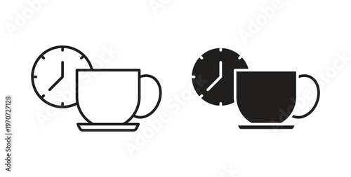 Coffee time icon design line and solid vector pack on white background