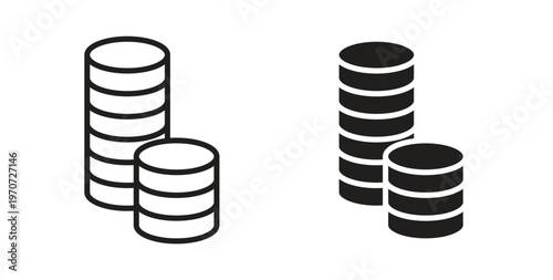 Coins icon design line and solid vector pack on white background