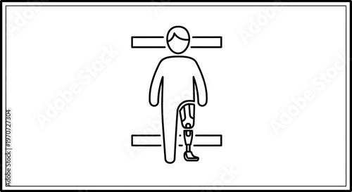 Man with prosthetic leg, disability icon, medical symbol, rehabilitation, accessibility concept