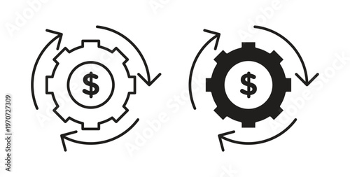 Costs optimization icon design line and solid vector pack on white background
