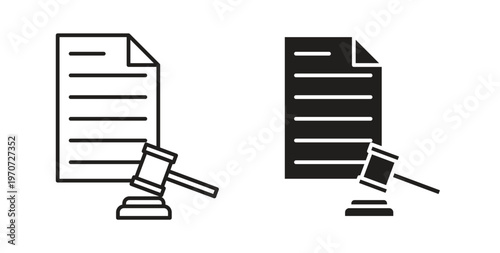 Court decision icon design line and solid vector pack on white background