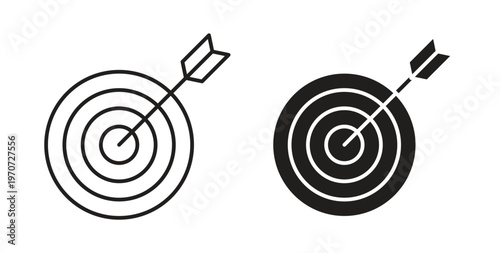 Darts icon design line and solid vector pack on white background