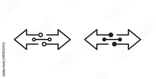 Data transfer icon design line and solid vector pack on white background