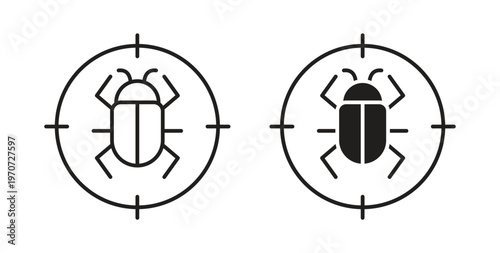 Debug icon design line and solid vector pack on white background