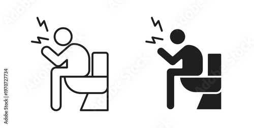 Diarrhea icon design line and solid vector pack on white background