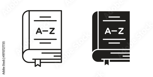 Dictionaries icon design line and solid vector pack on white background