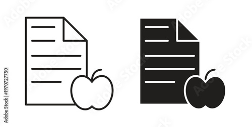 Diet plan icon design line and solid vector pack on white background