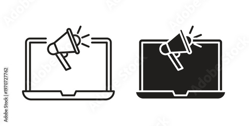 Digital marketing icon design line and solid vector pack on white background