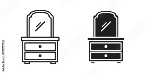 Dresser icon design line and solid vector pack on white background