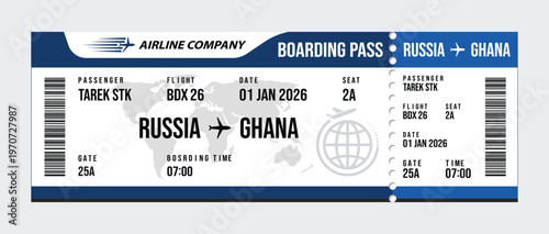 Airline boarding pass ticket for russia to ghana flight airline ticket travel