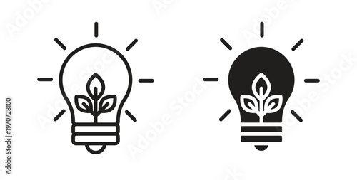 ECO Energy icon design line and solid vector pack on white background