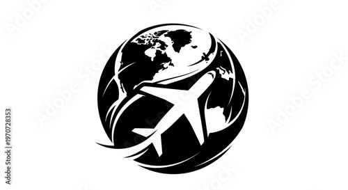 Air travel around the world globe.