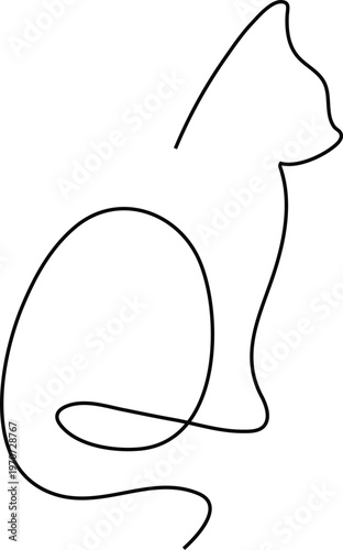 Minimalist Continuous Line Illustration of Cat Representing Pet Animal and Abstract Elegance Concept