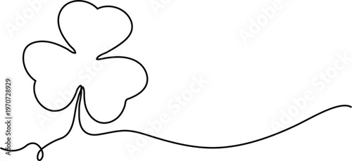 Minimalist Continuous Line Illustration of Clover Representing Luck Nature and Abstract Symbolic Concept