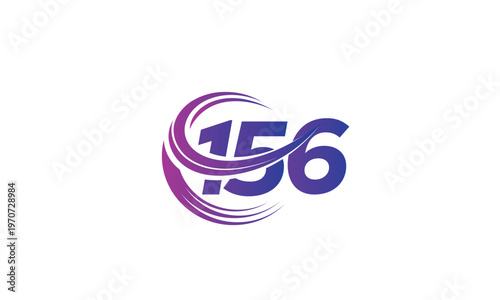 156 Number Logo Design with Purple Gradient Swirl Circle