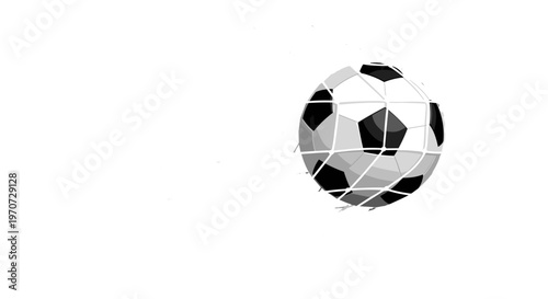Soccer ball caught in net representing goal scored victory and sports achievement
