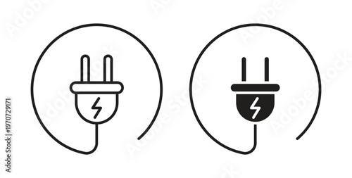 Electric plug icon design line and solid vector pack on white background