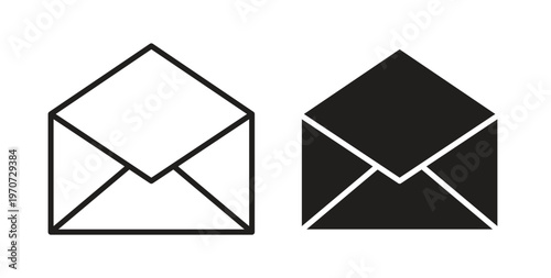 Envelope icon design line and solid vector pack on white background