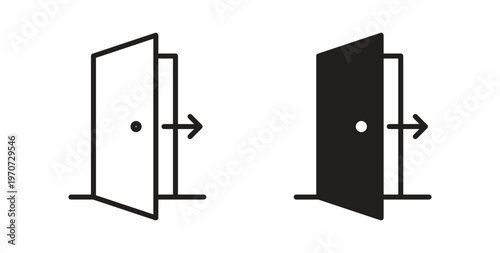 Exit icon design line and solid vector pack on white background