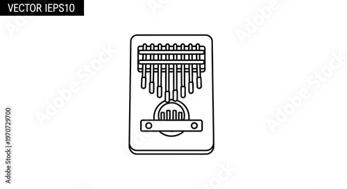 Kalimba Icon Line Art: African Thumb Piano, Musical Instrument, Vector Illustration