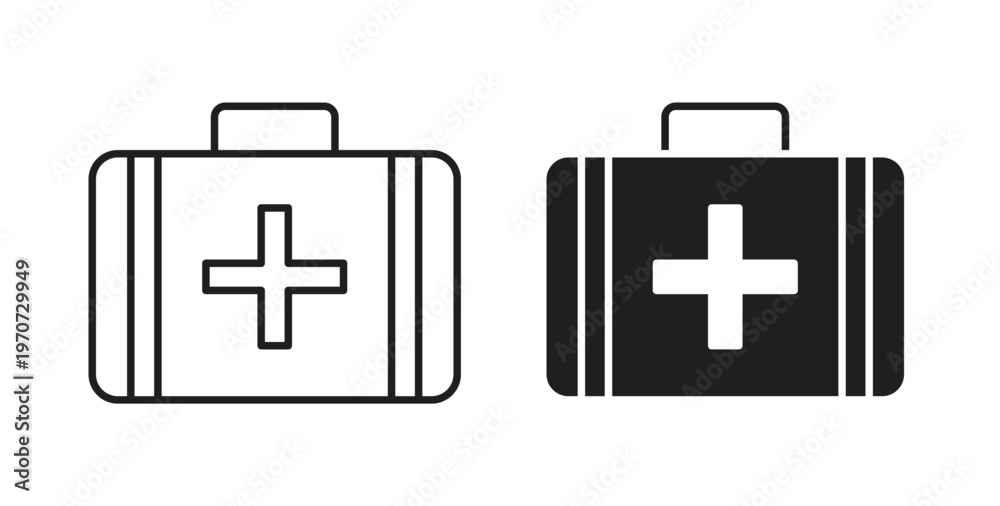 Obraz premium First aid box icon design line and solid vector pack on white background
