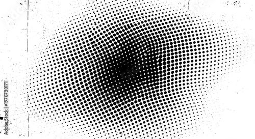 Abstract radial halftone pattern with a vortex effect and grunge texture graphic