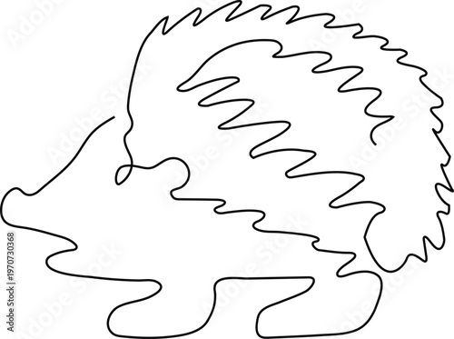 Minimalist Continuous Line Illustration of Hedgehog Representing Wildlife Nature and Abstract Elegance Concept