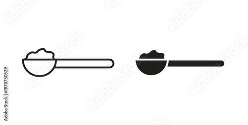full spoon icon design line and solid vector pack on white background