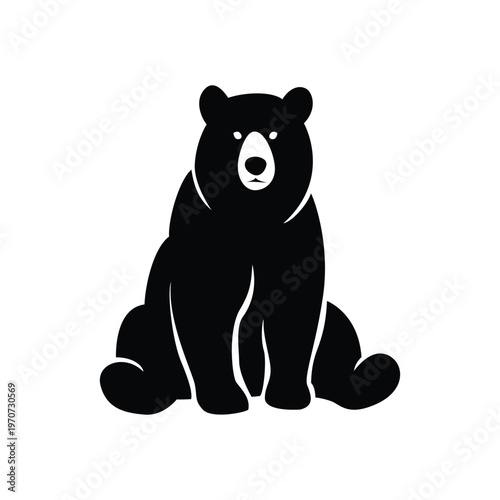 Black and White Wild Bear Silhouette Isolated on White for Outdoor Branding, Hunting Club Emblem and Apparel and T-shirt Print