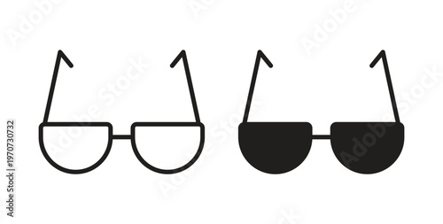Glasses icon design line and solid vector pack on white background