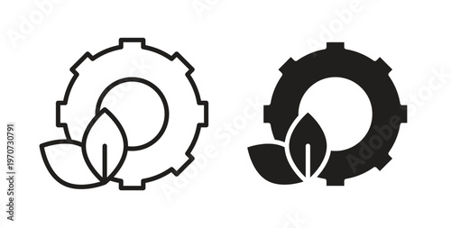 Green technology icon design line and solid vector pack on white background