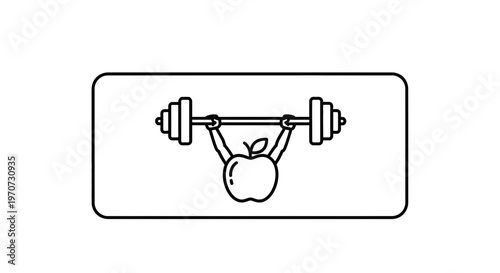 Healthy Lifestyle Icon: Apple Lifting Weights, Symbolizing Fitness and Nutrition
