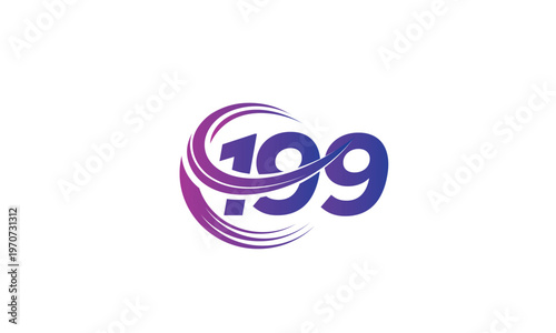 199 Number Logo Design with Purple Gradient Swirl Circle