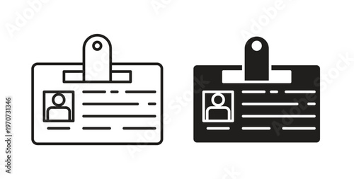 ID badge icon design line and solid vector pack on white background