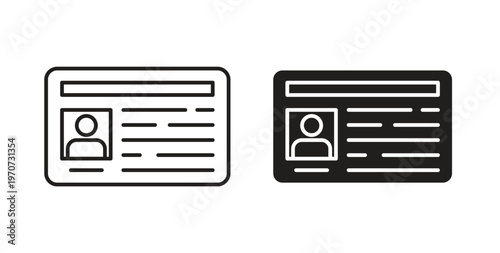 ID card icon design line and solid vector pack on white background