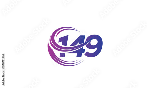 149 Number Logo Design with Purple Gradient Swirl Circle