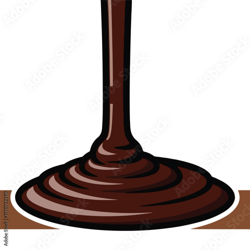 A melted chocolate puddle with a tall stem