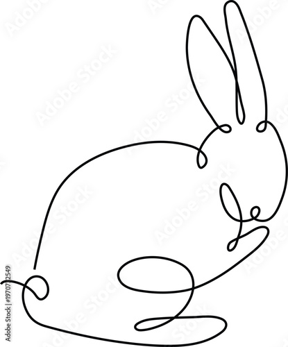 Minimalist Continuous Line Illustration of Rabbit Representing Wildlife Nature and Abstract Elegance Concept